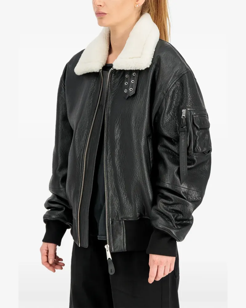 Alpha Industries Lockere B-15 UV Lederjacke - Schwarz Schwarz