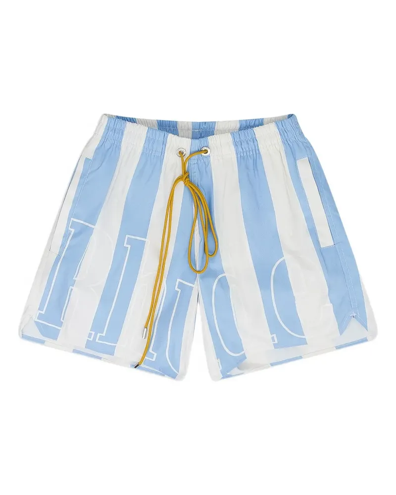 RHUDE logo striped swim trunks - Blau Blau