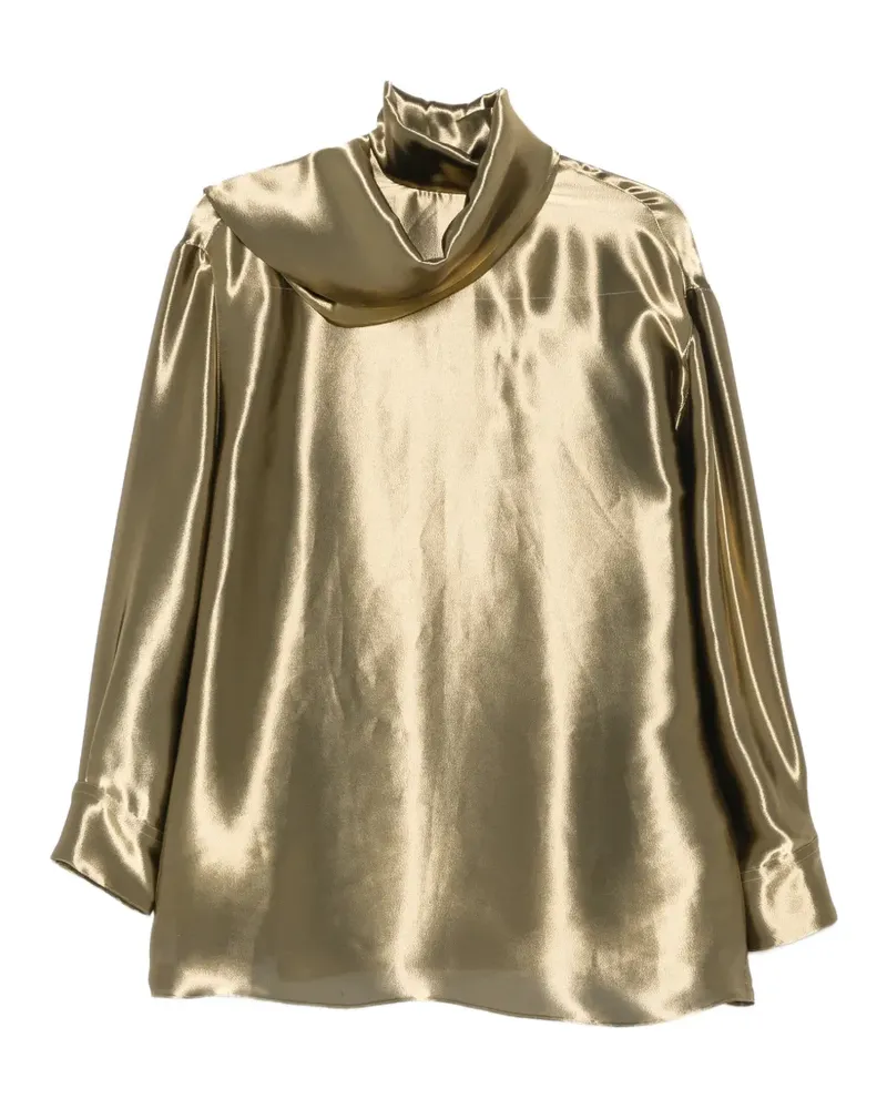 Ferragamo high-neck panelled midi dress - Gold Gold