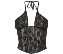 Korsett-Top aus Spitze - Schwarz