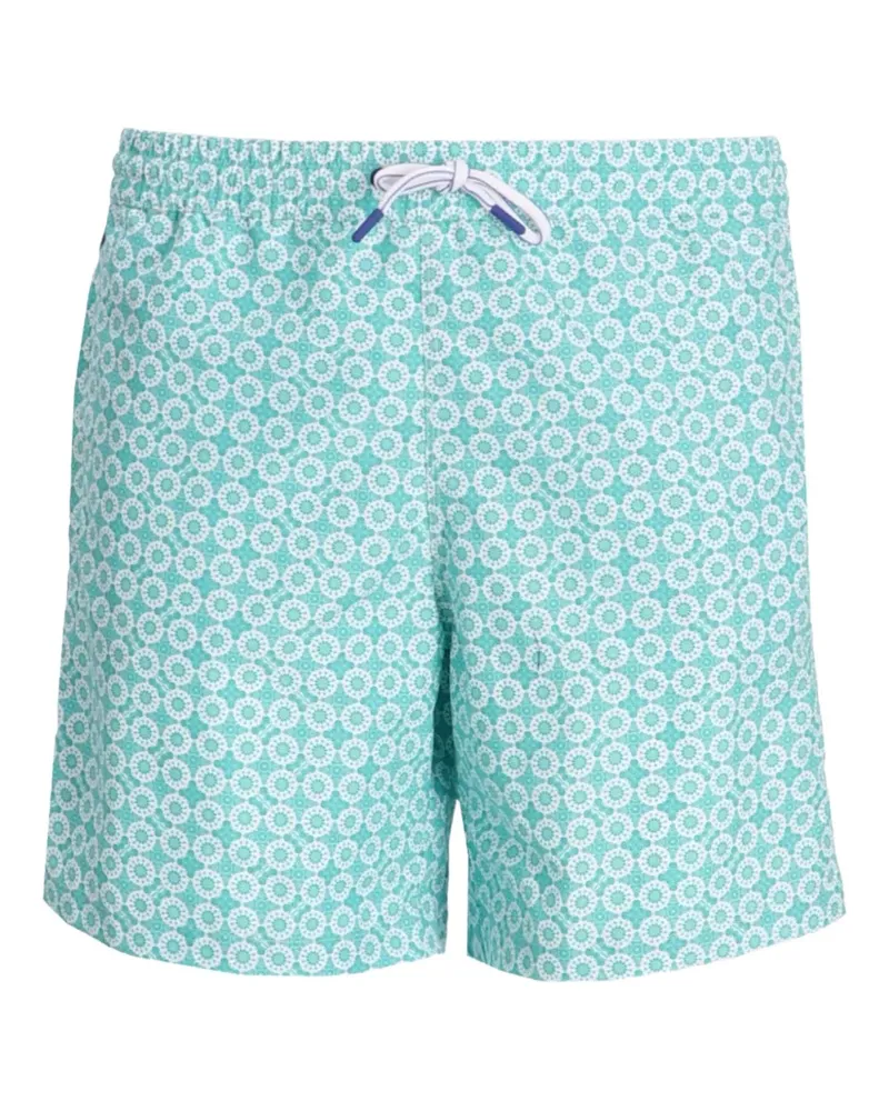 Jacob Cohën Gemusterte Badeshorts mit Kordelzug - Blau Blau