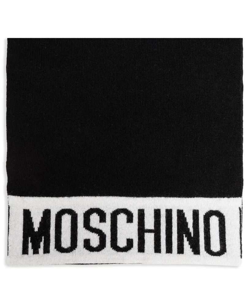 Moschino intarsia knit-logo scarf Schwarz