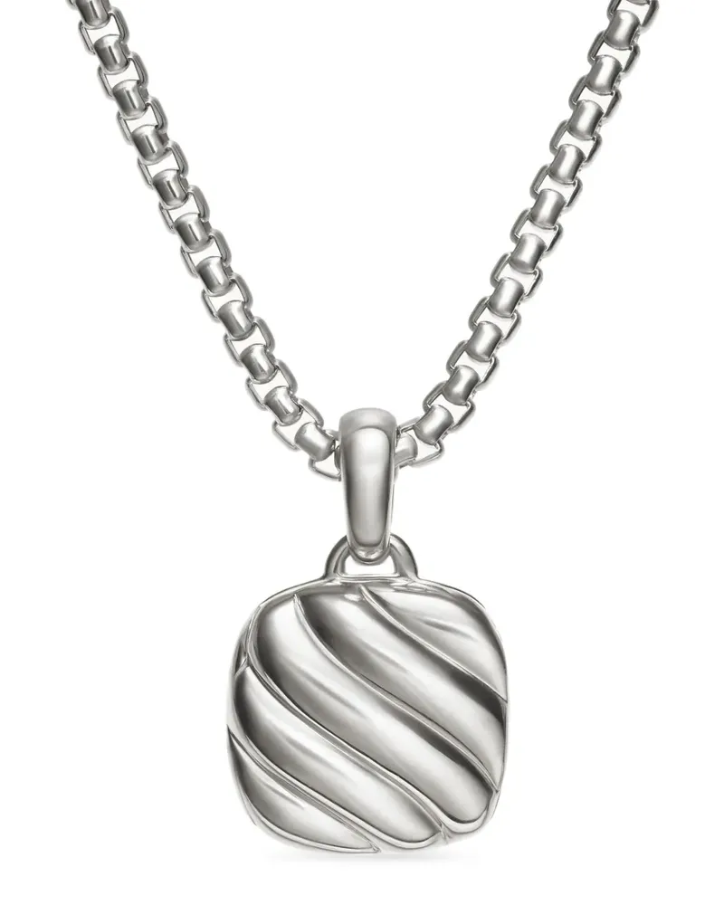 David Yurman Eckiges Sculpted Cable Sterlingsilber-Medaillon 22,5mm Silber