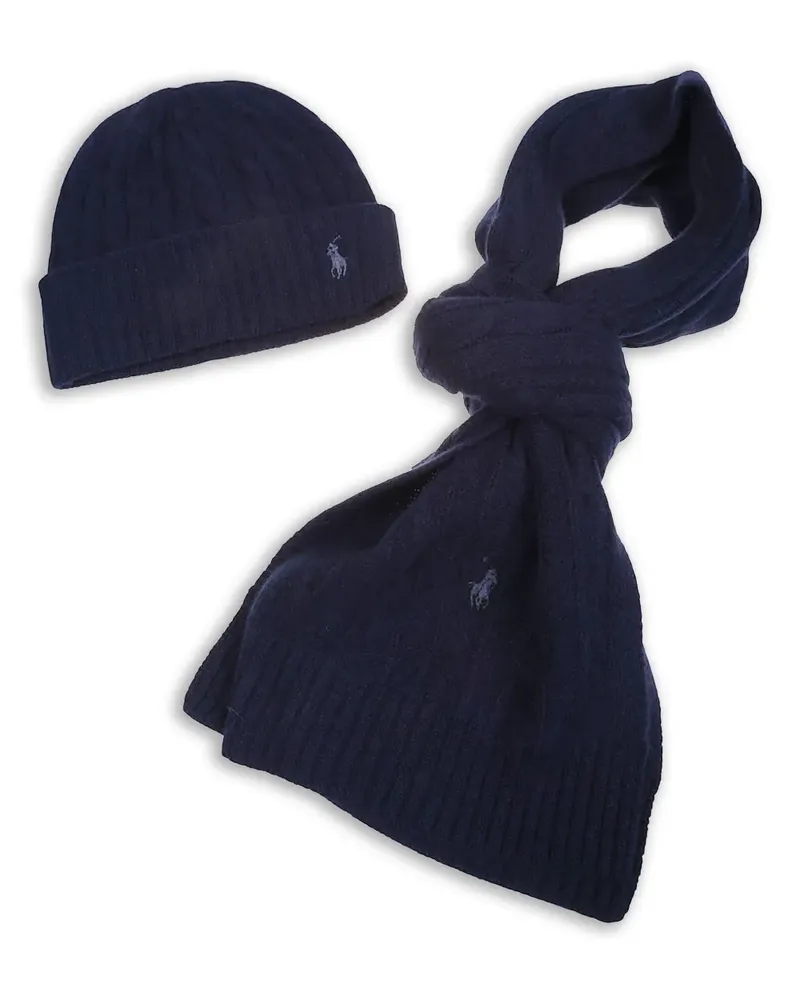 Ralph Lauren Set aus Kaschmirschal und -beanie - Blau Blau