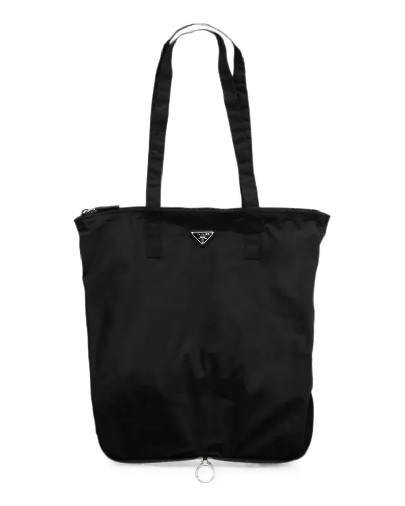 Prada Saffiano leather pendant with Re-Nylon tote bag - Schwarz Schwarz