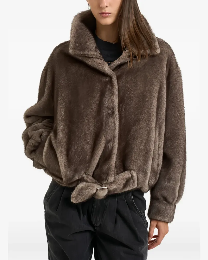 s.w.o.r.d 6.6.44 belted faux-fur jacket - Braun Braun