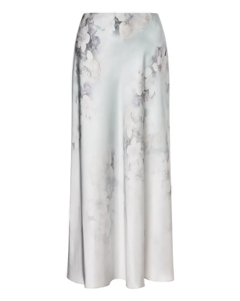 Alberta Ferretti Midirock mit Blumen-Print - Blau Blau