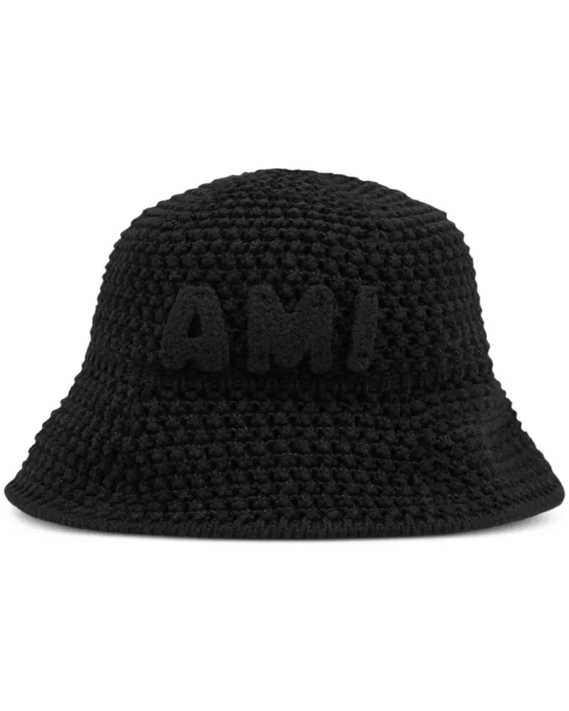 AMI Paris Fischerhut mit Logo-Patch - Schwarz Schwarz