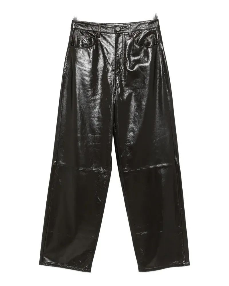 Róhe lacquer baggy leather trousers - Braun Braun