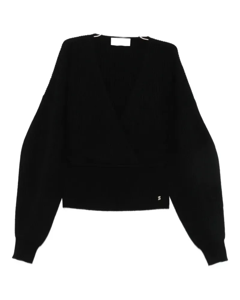 SPORTMAX Gerippter Pullover - Schwarz Schwarz