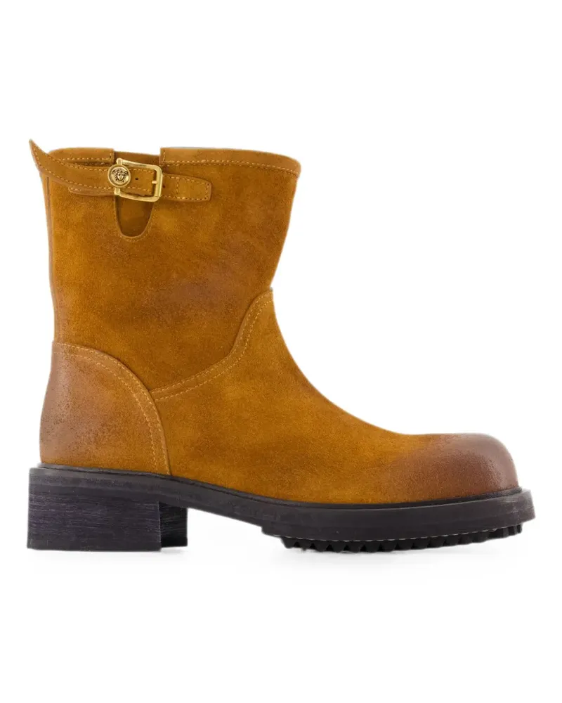 Versace Medusa buckled suede ankle boots - Braun Braun