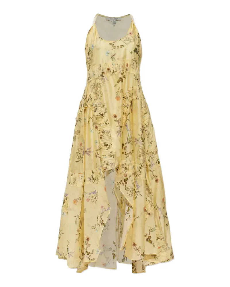 AllSaints Gerüschtes Dorina Kleid mit Blumenprint - Gelb Gelb