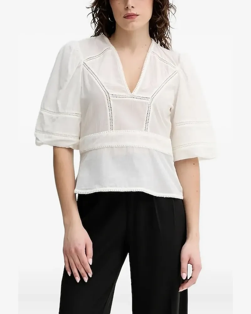 MUNTHE Florise Bluse mit V-Ausschnitt - Weiß Weiß