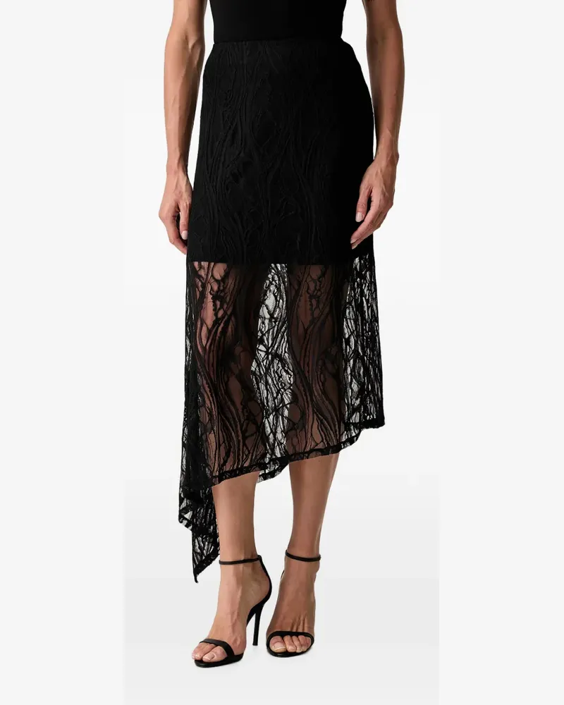 Guess asymmetric lace-overlay skirt - Schwarz Schwarz