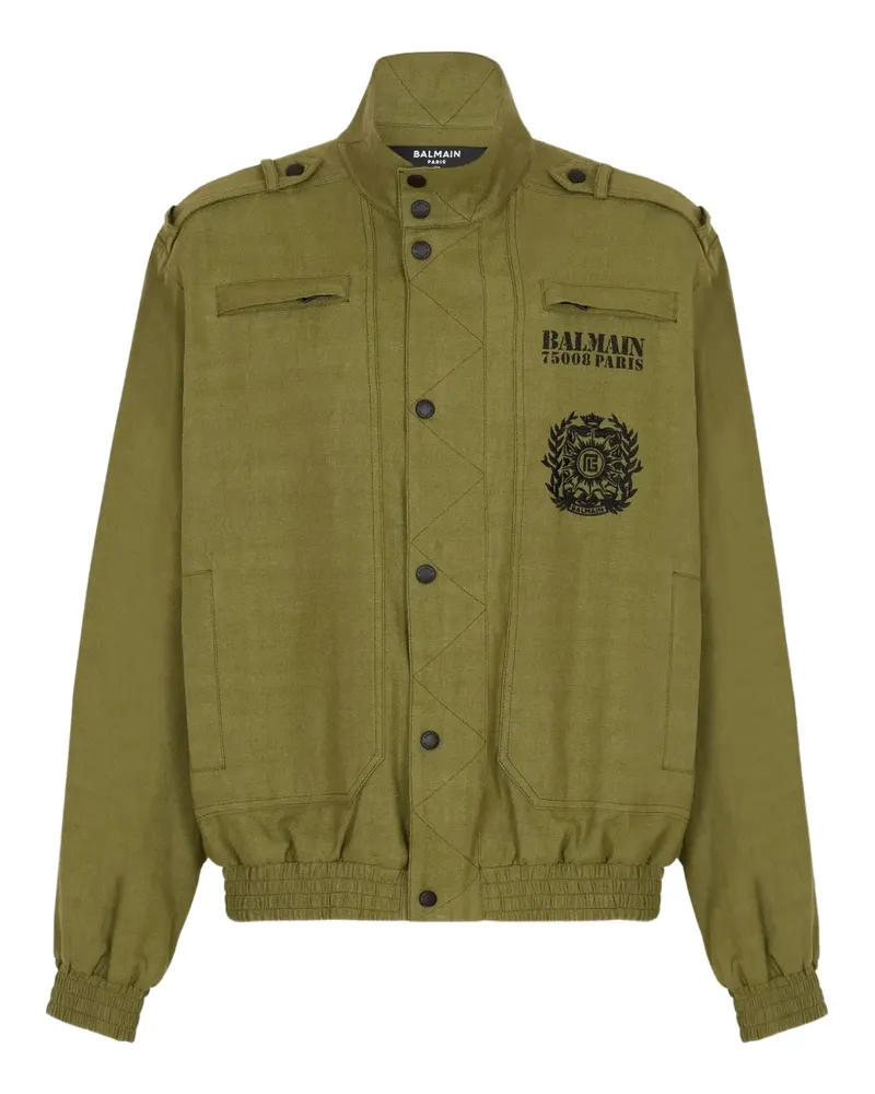 Balmain Bomberjacke mit Logo-Stickerei - Grün Grün