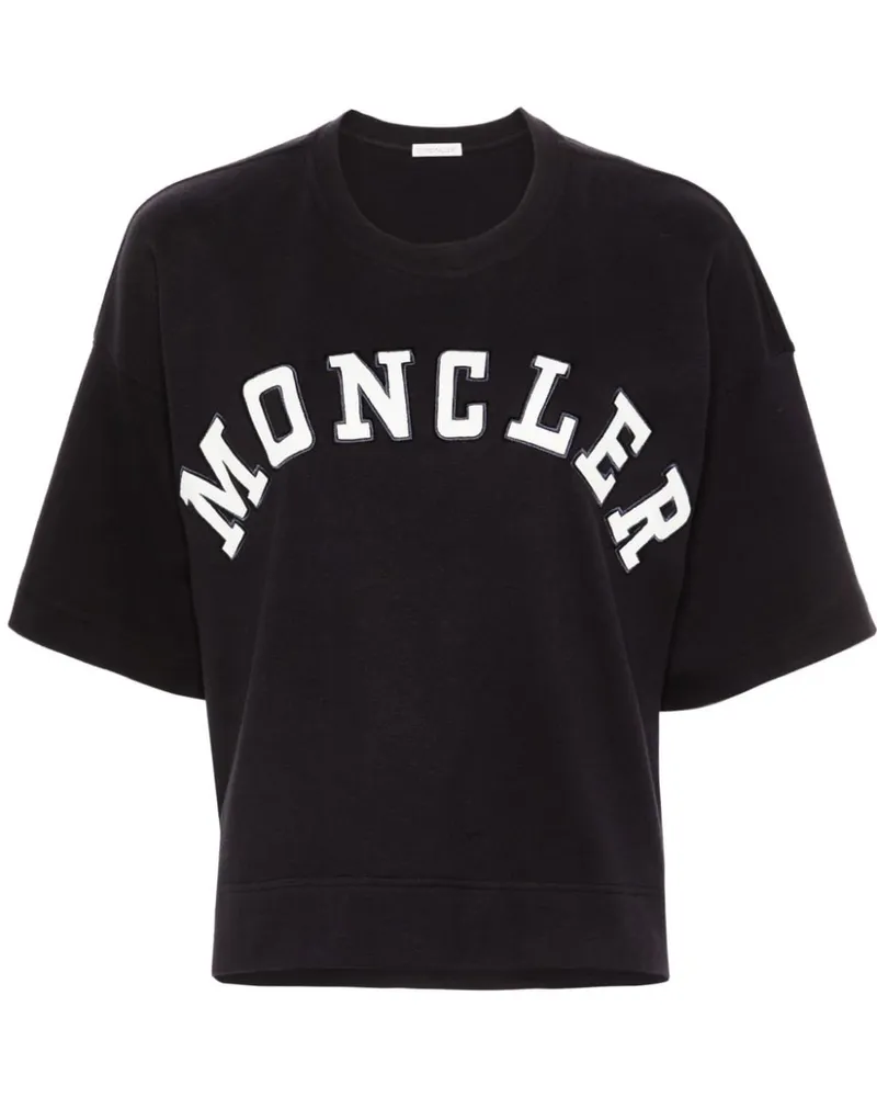 Moncler T-Shirt mit Logo-Patches - Blau Blau