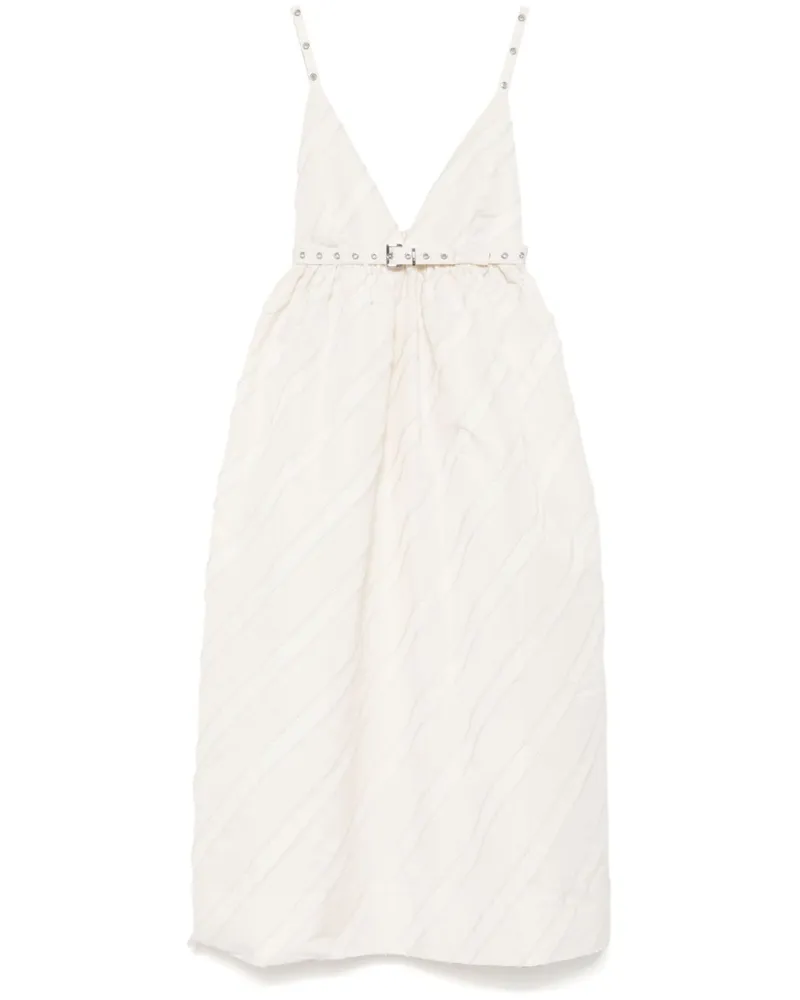 Ganni Gestreiftes Midikleid - Nude Nude
