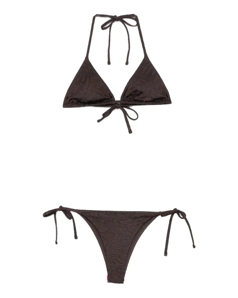 Emporio Armani floral-jacquard bikini - Braun Braun