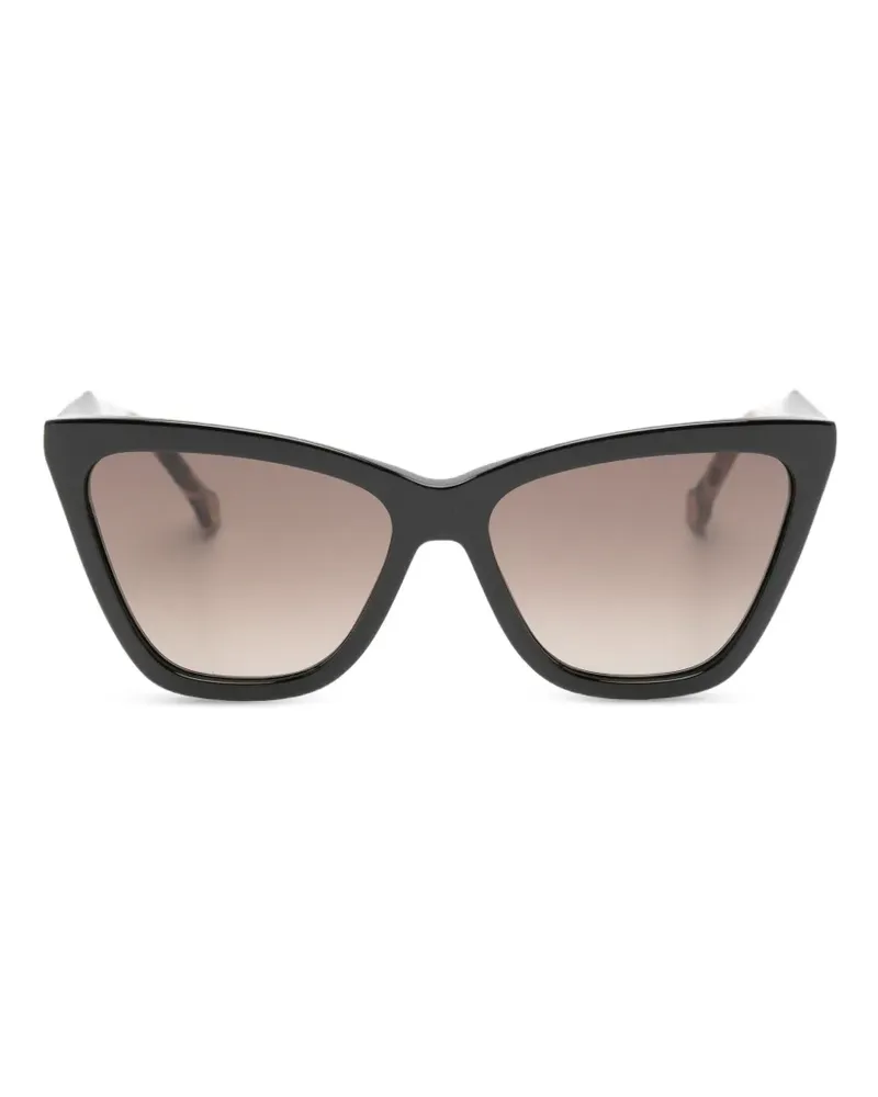 Carolina Herrera New York Cat-Eye-Sonnenbrille mit Logo-Schild - Schwarz Schwarz