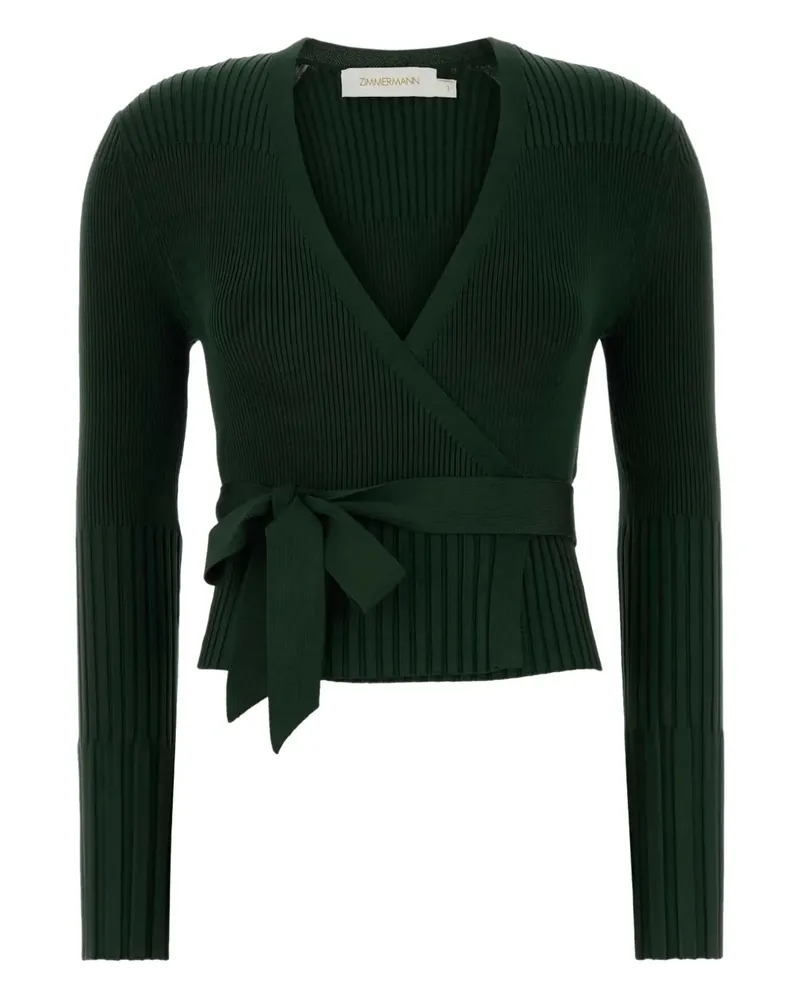 Zimmermann tie-waist ribbed cardigan - Grün Grün