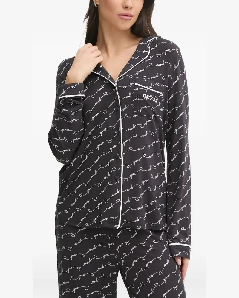 Guess Pyjama mit Logo-Herz - Schwarz Schwarz