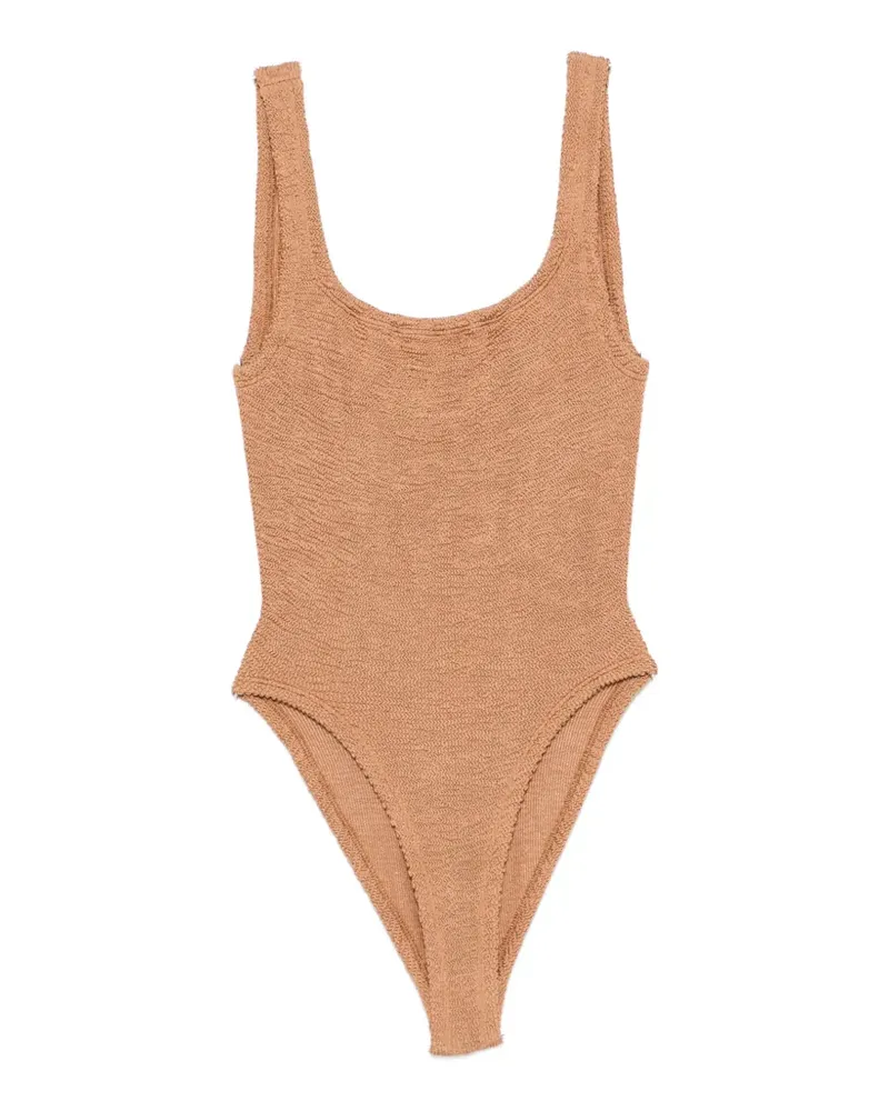 Hunza G square-neck crinkle-effect swimsuit - Nude Nude