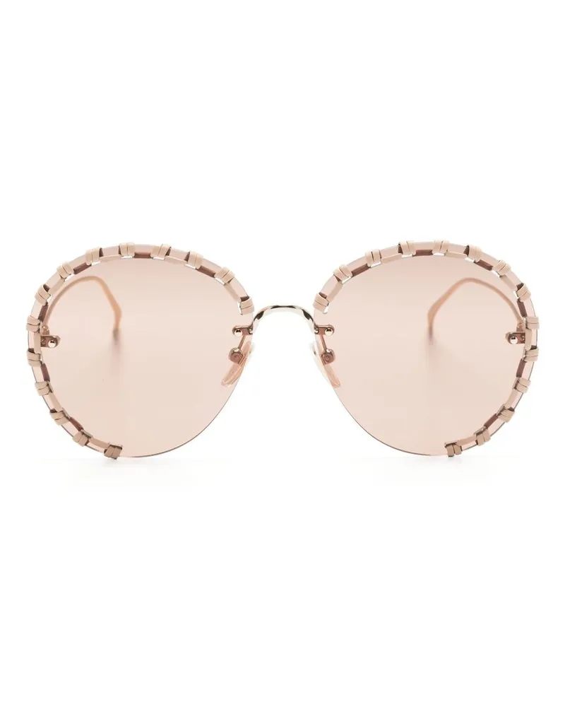 Chloé Sonnenbrille mit rundem Gestell - Gold Gold