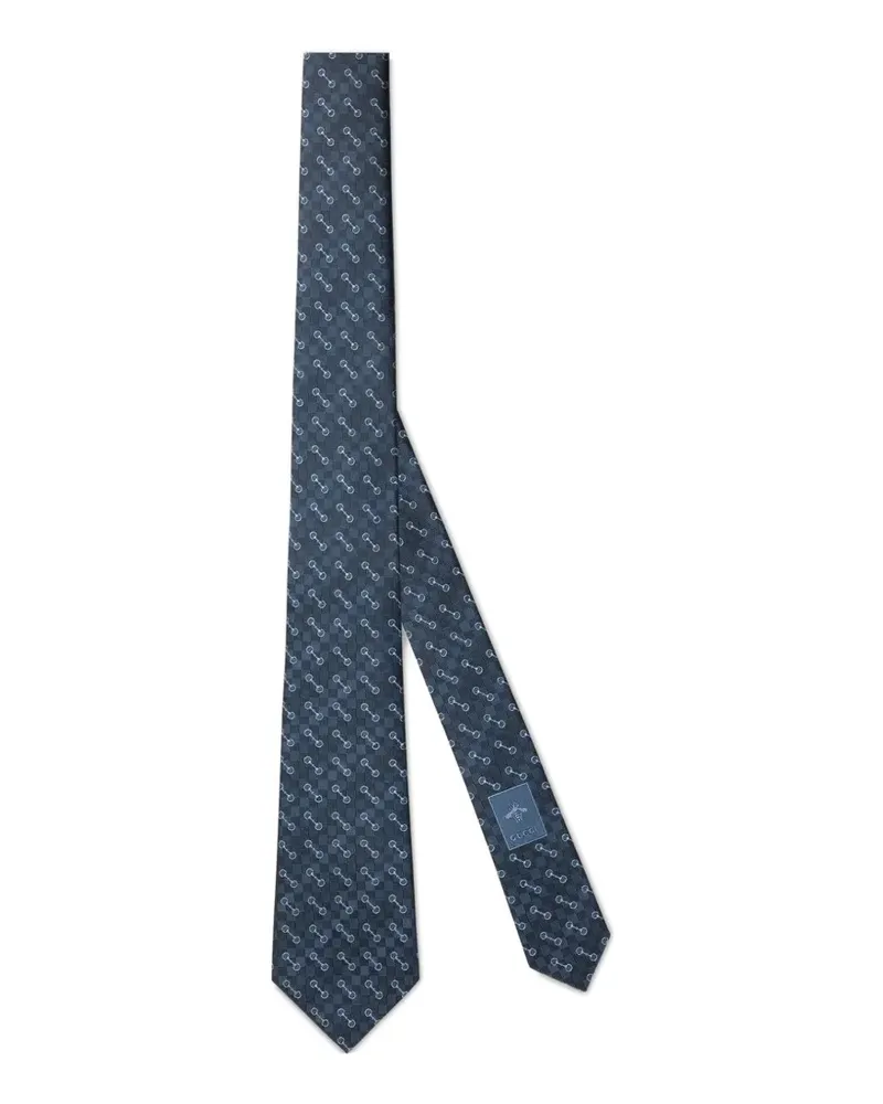 Gucci Horsebit silk patterned tie - Blau Blau