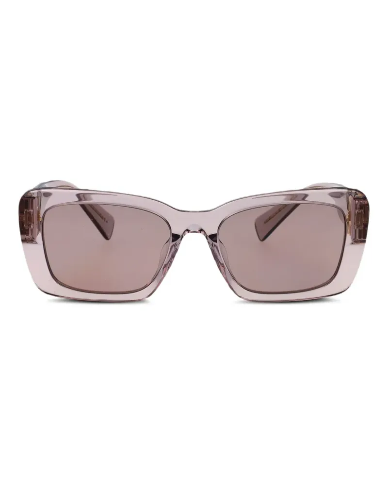 Miu Miu Eckige Sonnenbrille mit Logo-Schild - Nude Nude