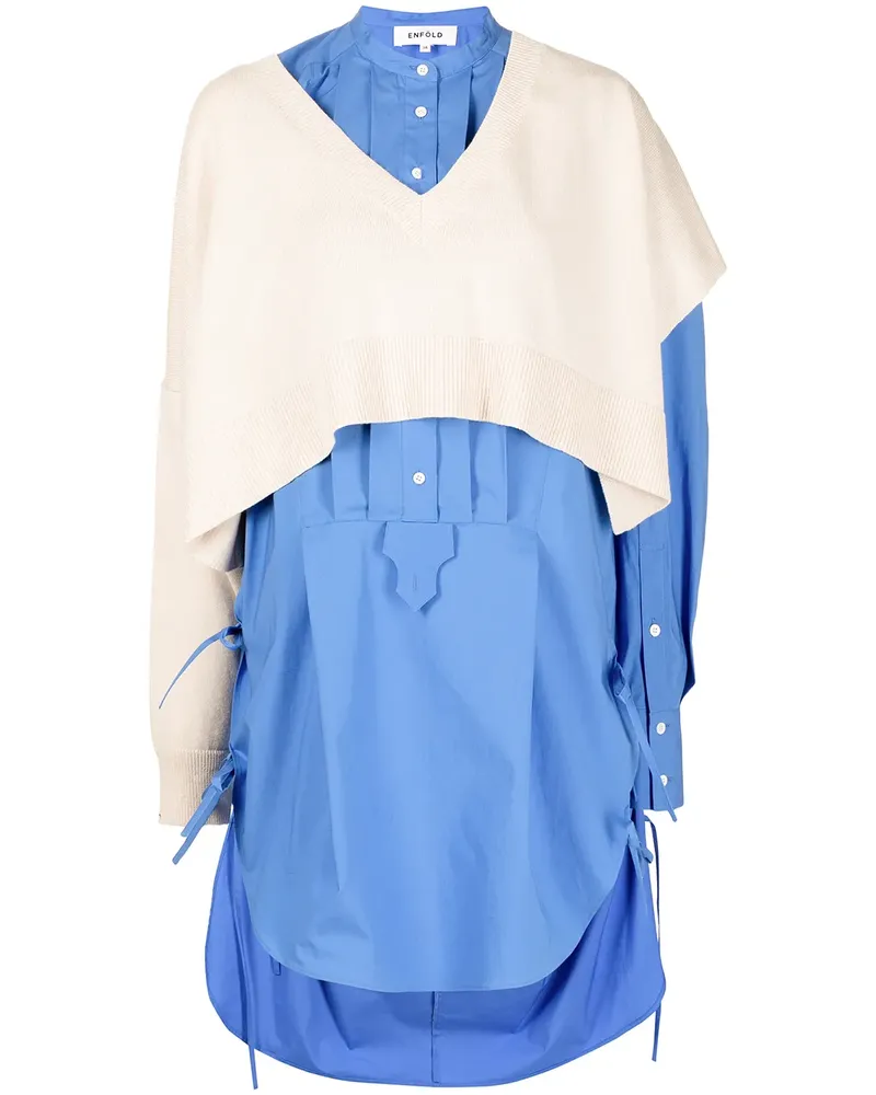 ENFÖLD Cropped-Pullover mit V-Ausschnitt - Blau Blau