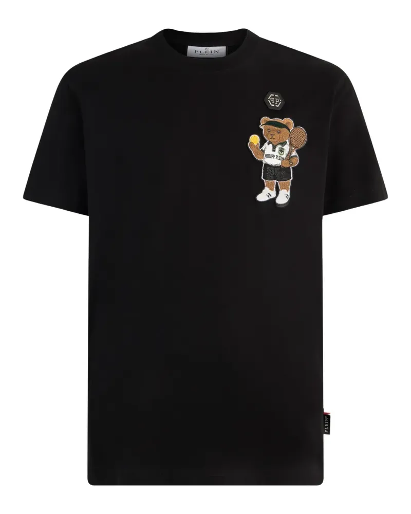 Philipp Plein T-Shirt mit Teddy-Patch - Schwarz Schwarz