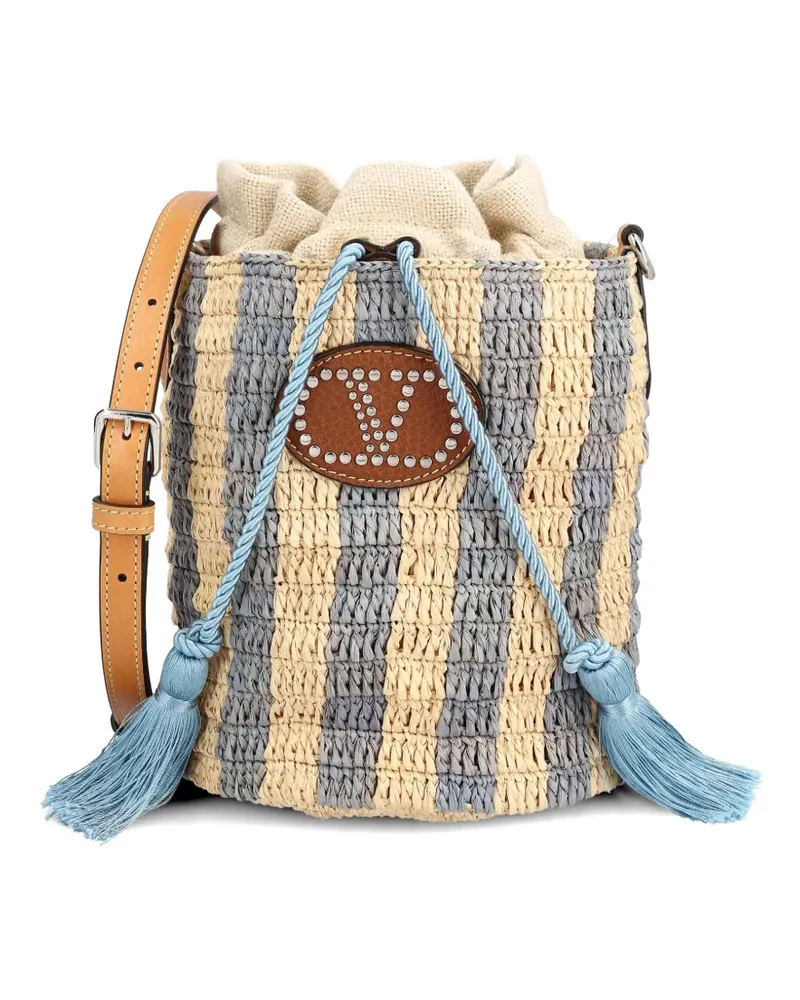 Valentino Garavani striped Vlogo bucket bag - Nude Nude