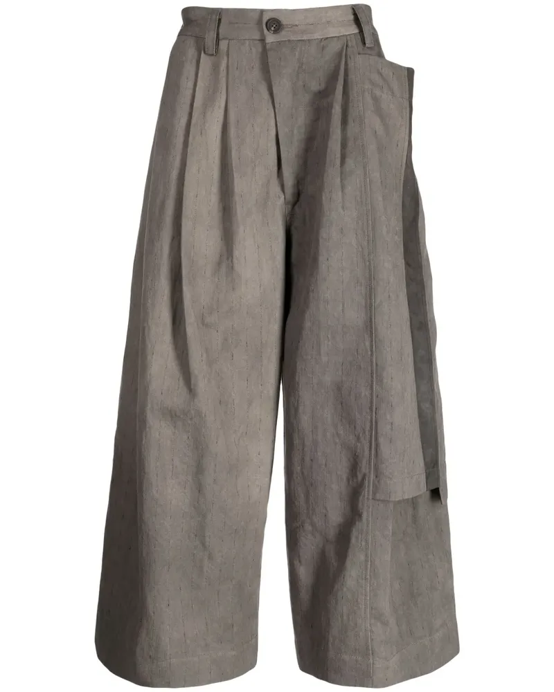 Ziggy Chen Weite Hose mit abnehmbarem Overlay - Grau Grau
