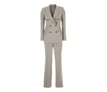 Doppelreihiger Anzug aus Leinen - Nude