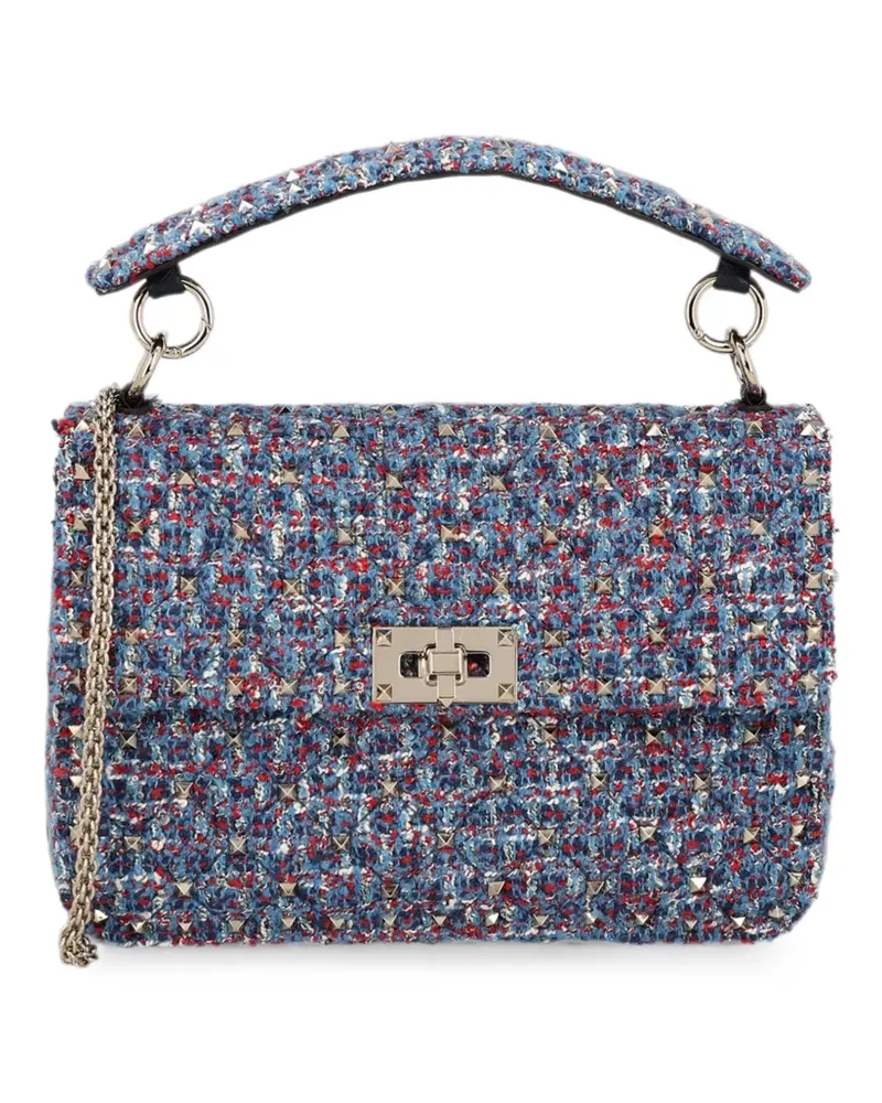 Valentino Garavani Rockstud Spike tweed tote bag - Blau Blau
