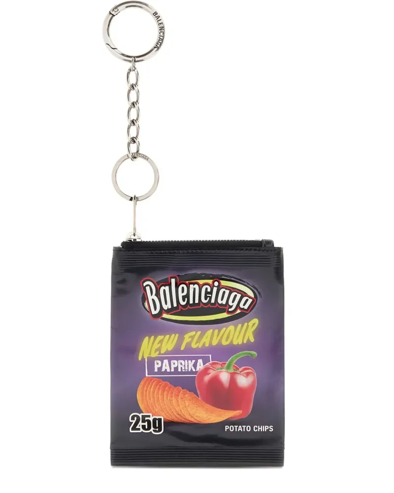 Balenciaga chips leather keyring - Schwarz Schwarz