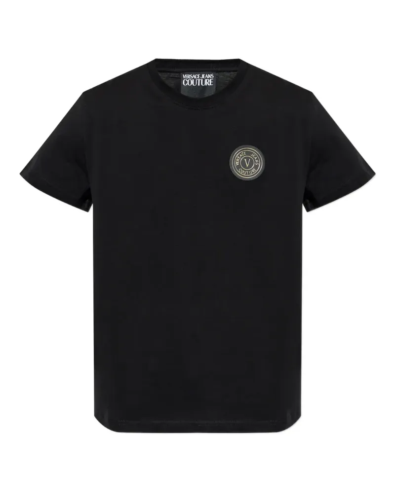 Versace Jeans T-Shirt mit Logo-Patch - Schwarz Schwarz