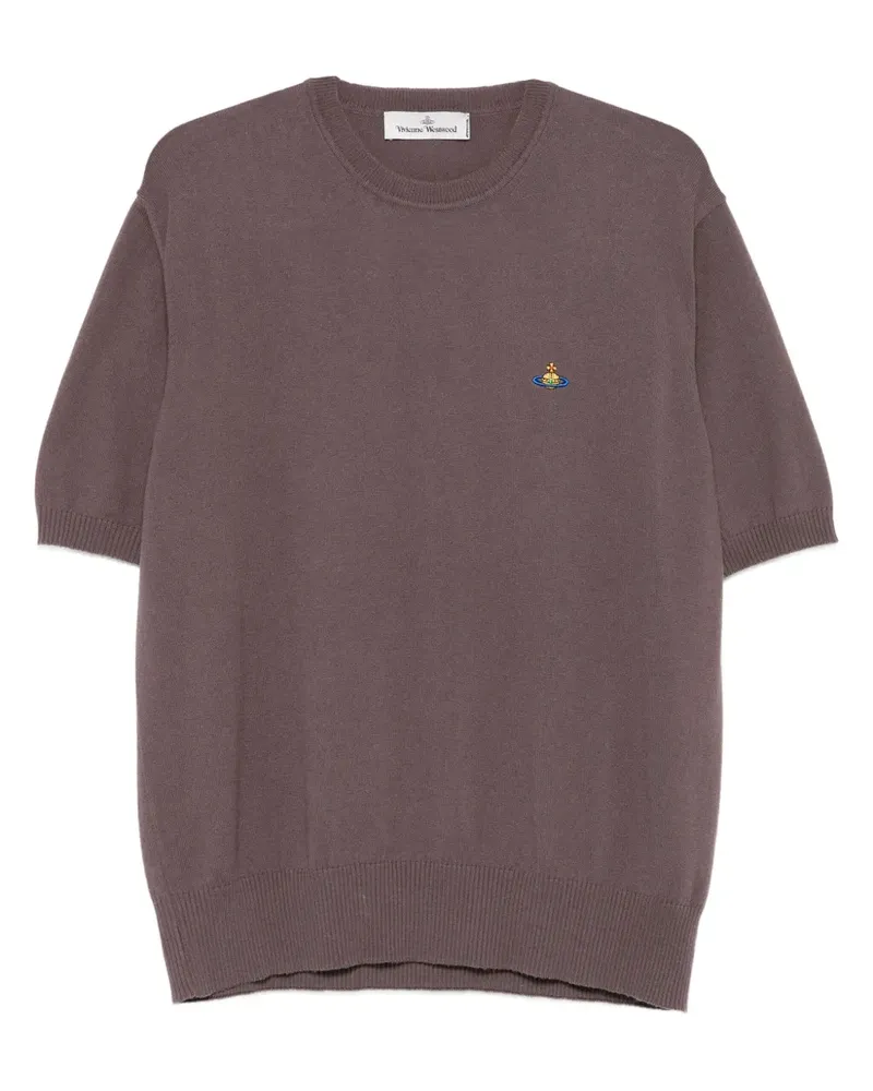Vivienne Westwood Kurzärmeliger Pullover mit Logo-Stickerei - Braun Braun
