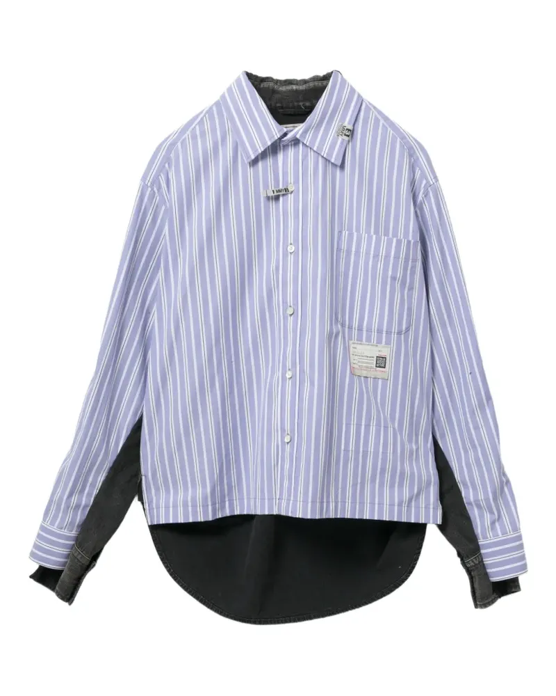 MIHARAYASUHIRO Gestreiftes Hemd mit Kontrasteinsätzen - Blau Blau