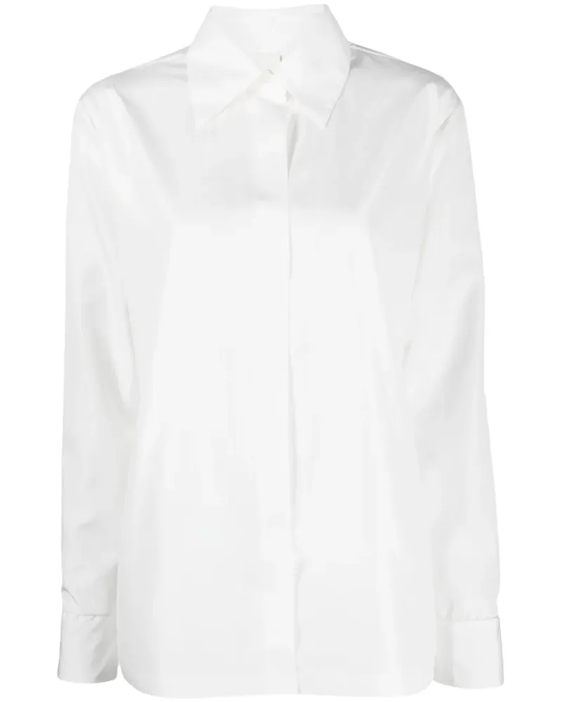 Norma Kamali Langarmshirt mit spitzem Kragen - Weiß Weiß