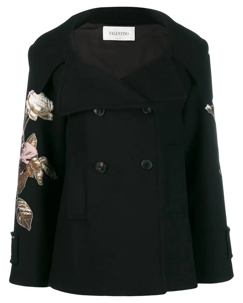 Valentino Garavani Mantel mit Blumenstickerei - Schwarz Schwarz