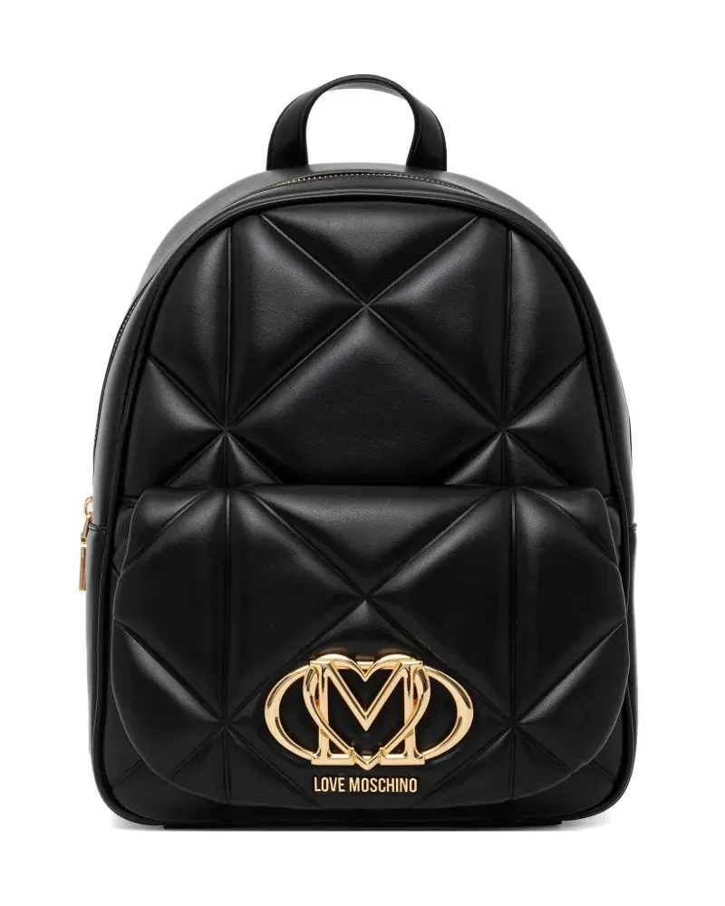 Moschino Gesteppter Rucksack mit Logo - Schwarz Schwarz