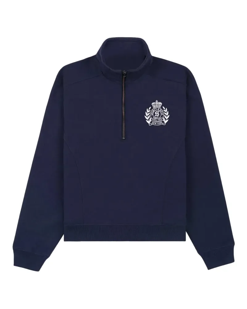 SPORTY & RICH logo-print quarter-zip sweater - Blau Blau