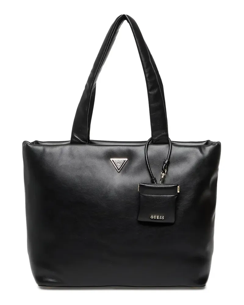 Guess logo-plaque padded tote bag - Schwarz Schwarz