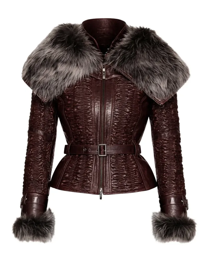 Charlotte Knowles Gesmokte Pelzjacke - Braun Braun