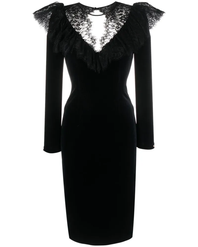 NISSA Langärmeliges Kleid mit Spitze - Schwarz Schwarz