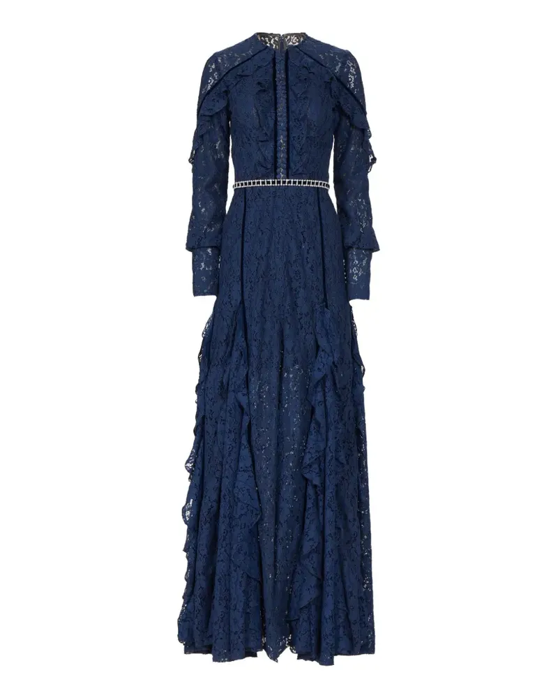 COSTARELLOS Gerüschtes Gianna Abendkleid aus Spitze - Blau Blau