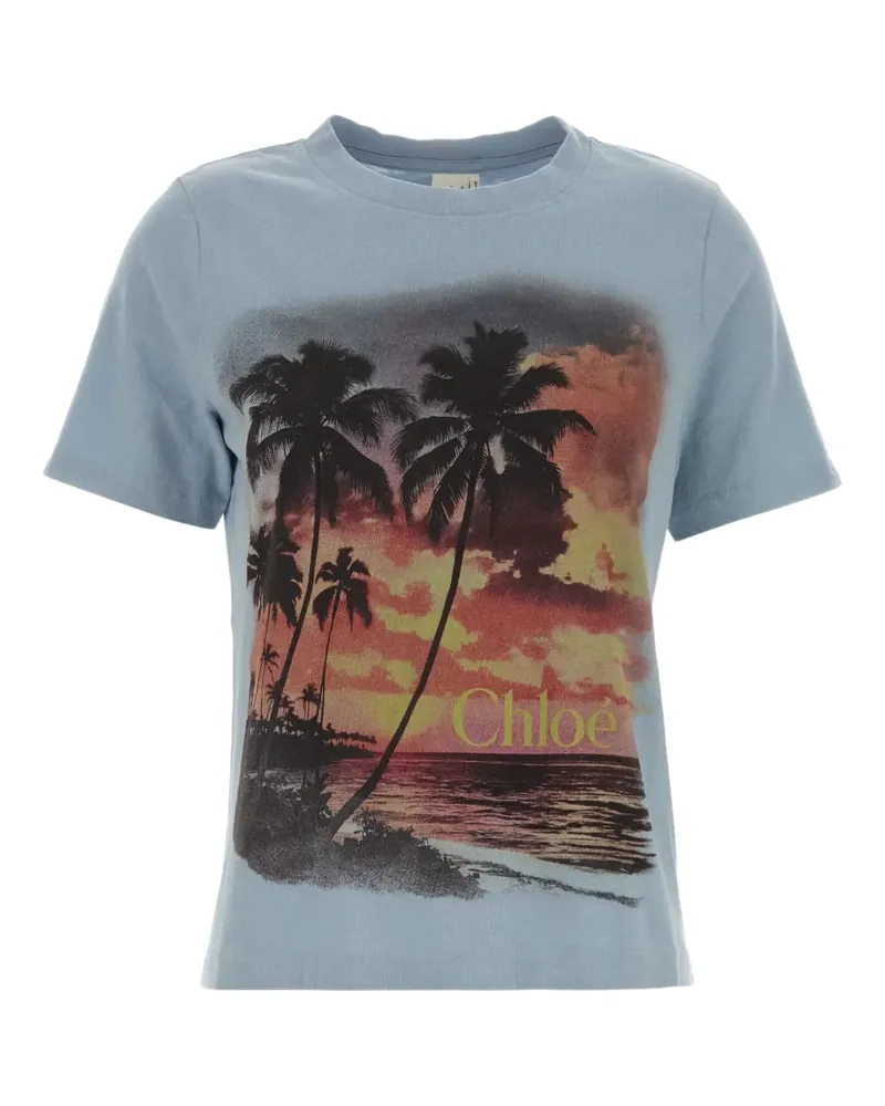 Chloé T-Shirt mit grafischem Print - Blau Blau