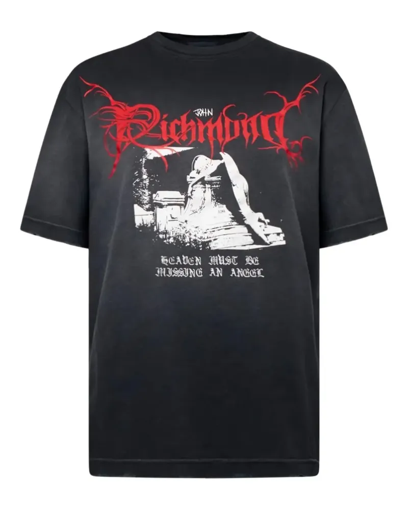 John Richmond T-Shirt mit grafischem Print - Schwarz Schwarz