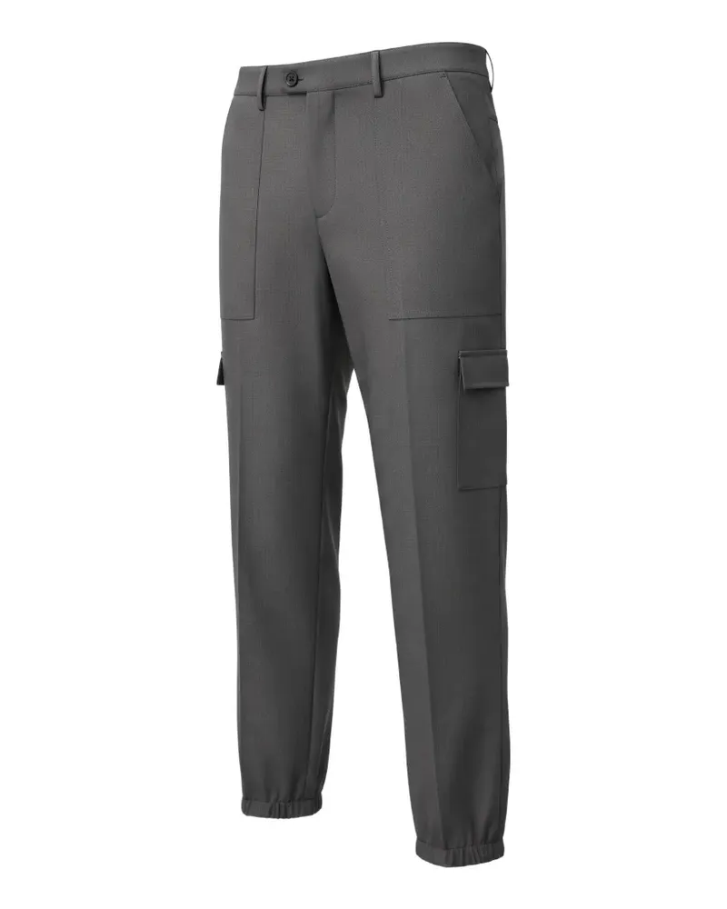 Black Label patch-pocket elasticated-cuff cargo pants - Grau Grau